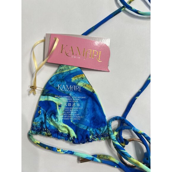 Kamari Swim Skye Triangle Tie Bikini Top in Blue - Picture 4 of 4